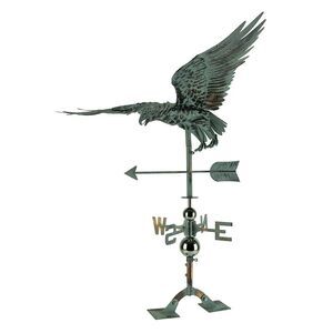 Verdigris Patina Metal Flying Eagle Weather Vane with Roof Mount